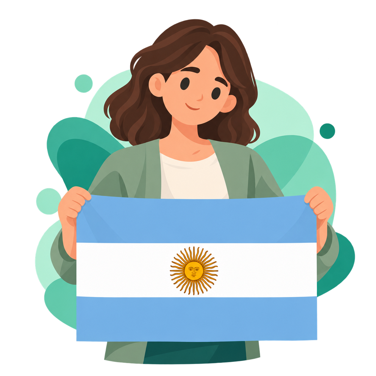 Una orientadora con la bandera de Argentina acompaña la explicación legal.